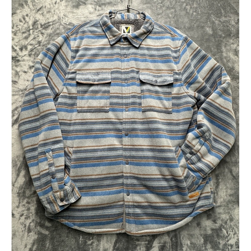 Voyager Sherpa Lined Jacket Men's L Southwestern Striped Fleece Blanket Coat